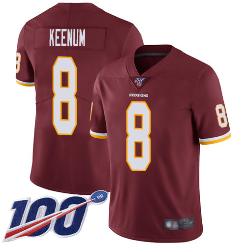 Washington Redskins Limited Burgundy Red Youth Case Keenum Home Jersey NFL Football #8 100th->youth nfl jersey->Youth Jersey